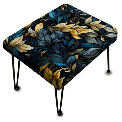 Repose-pieds rectangulaire bleu et jaune Leaf