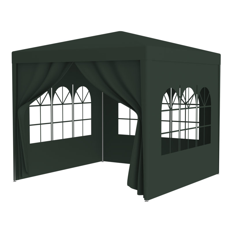 Tente de réception d'extérieur robuste 10 pi x 10 pi avec 4 murs amovibles, pavillon de mariage vert