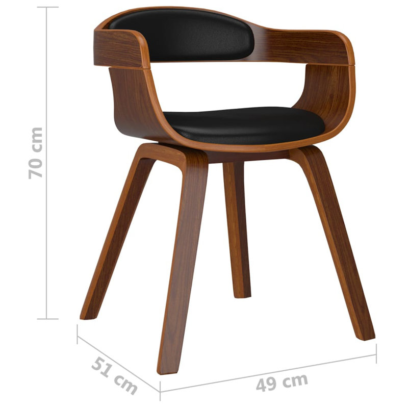  Ensemble de 6 chaises de salle à manger en simili cuir noir et naturel, bois cintré, 6, Noir/naturel