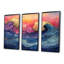 «Pink and Blue Coastal Oceans Storm» - ensemble de décoration murale bord de mer-107181229-107181240