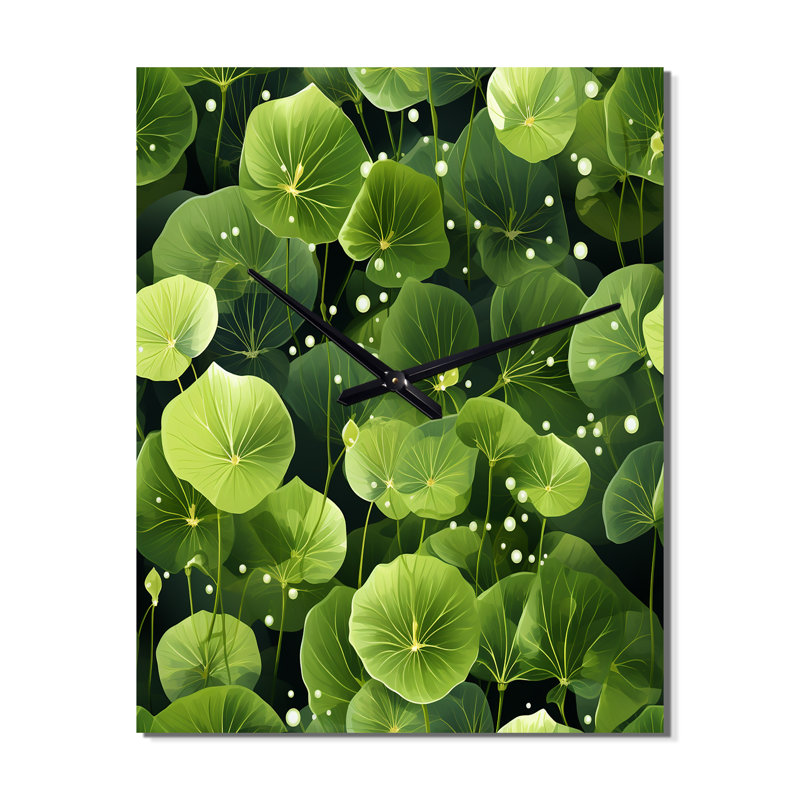 Wasabi Leaves Plants V - Très grandes horloges murales bohémiennes et éclectiques, Moyen