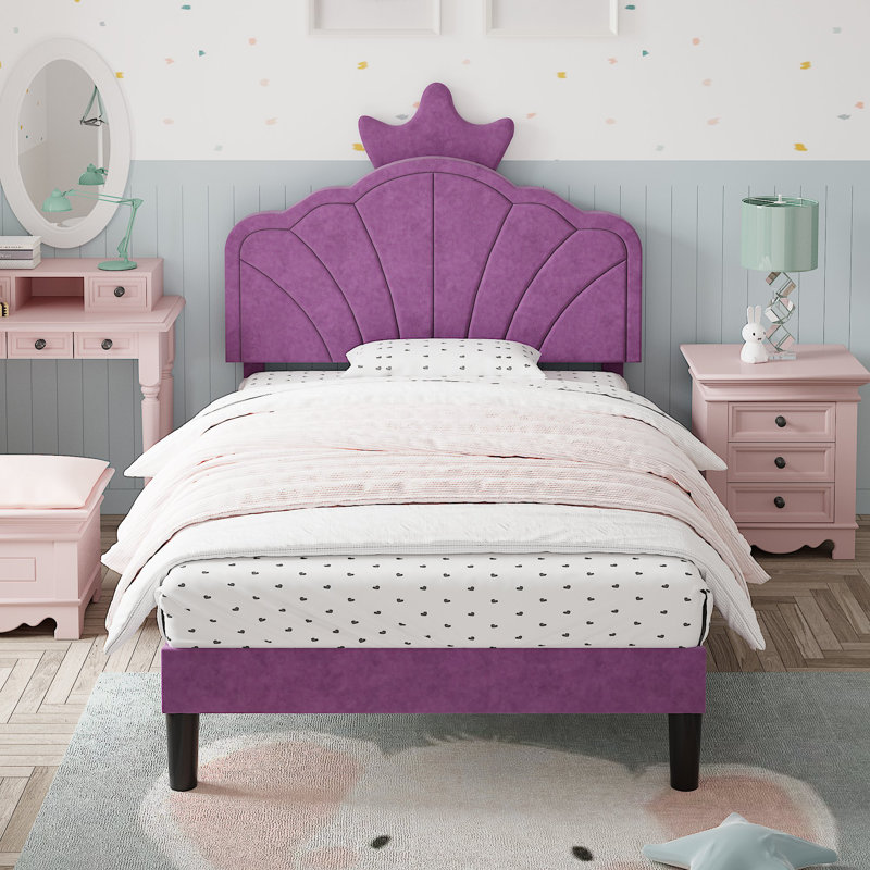 Cimahi Upholstered Platform Bed, Purple