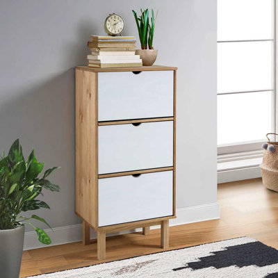 6 Pair Solid Wood Shoe Storage Cabinet
