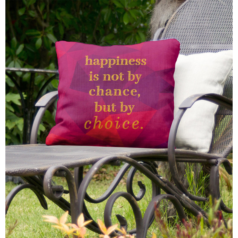 Coussin décoratif d’intérieur/d’extérieur d’inspiration de bonheur, 20 po x 20 po, Rubellite / or