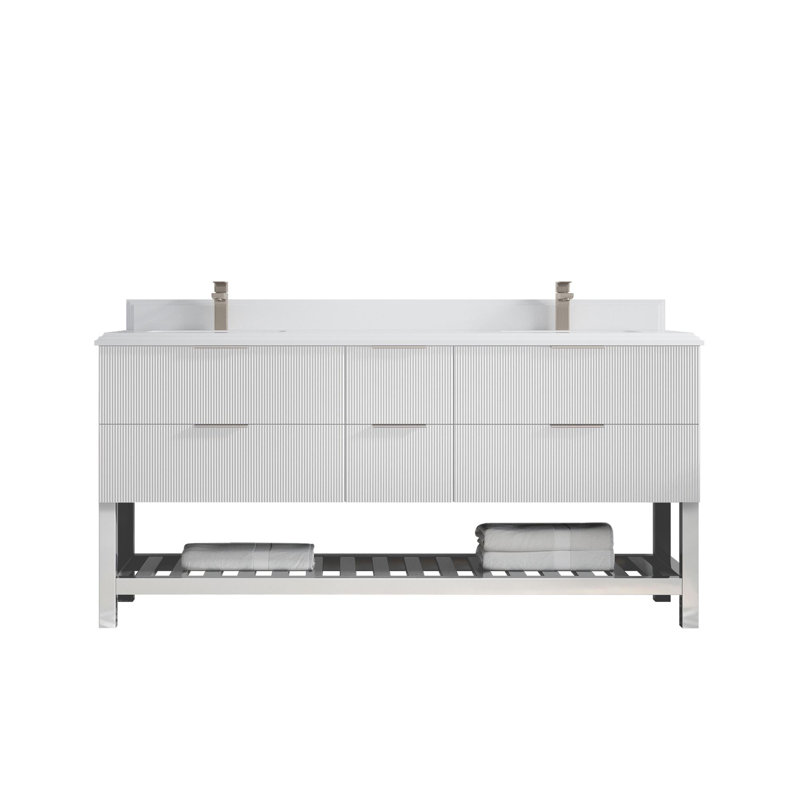 Meuble-lavabo double 72 po avec plateau Catalina