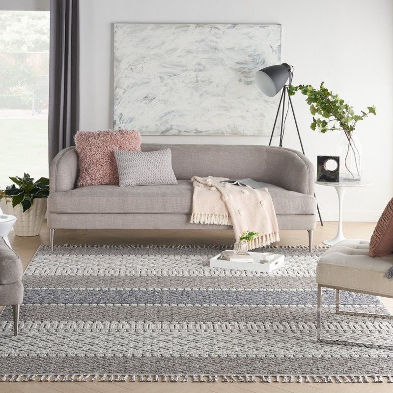 Tapis gris / ivoire Ahrens, Rectangle 9 pi x 12 pi 2 po