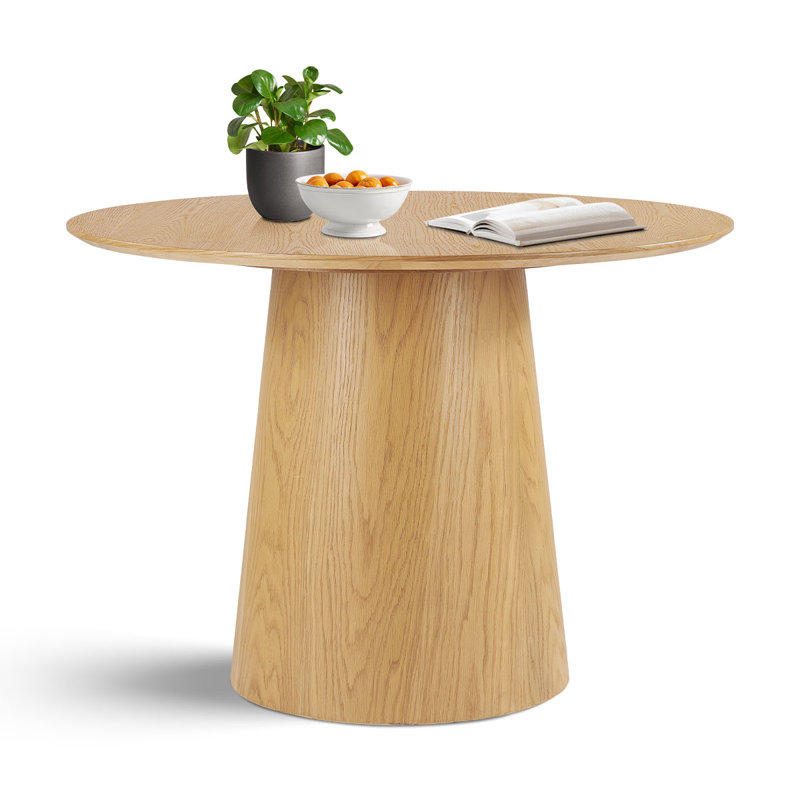Lanieya 42" Solid Oak Round Pedestal Dining Table