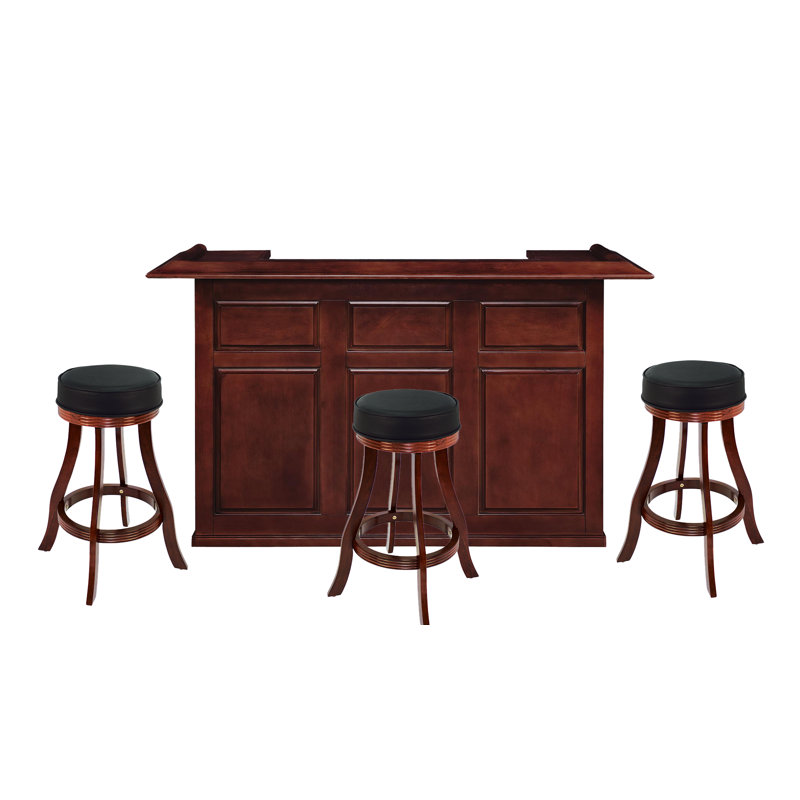 72'' Bar Set With Three Backless Barstools By Ram Game Room, English Tudor