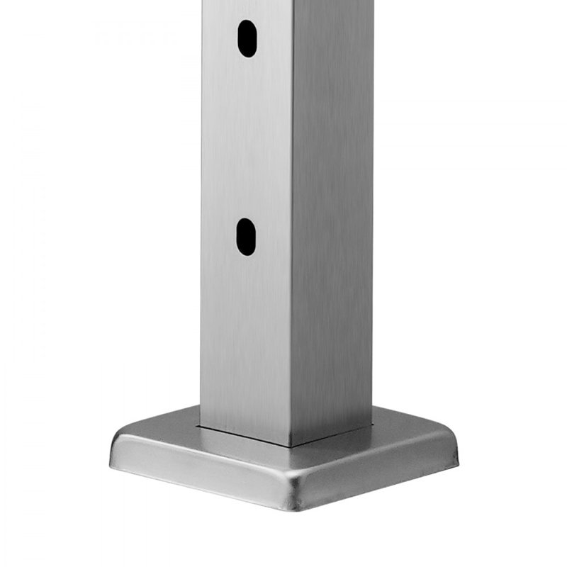 Cable Railing Post, 2x2 Inch Stair Railing Post, with Pre-Drilled 30° Angled Holes, Stainless Steel Cable Rail Post with Horizontal and Curved Bracket, 1-Pack
