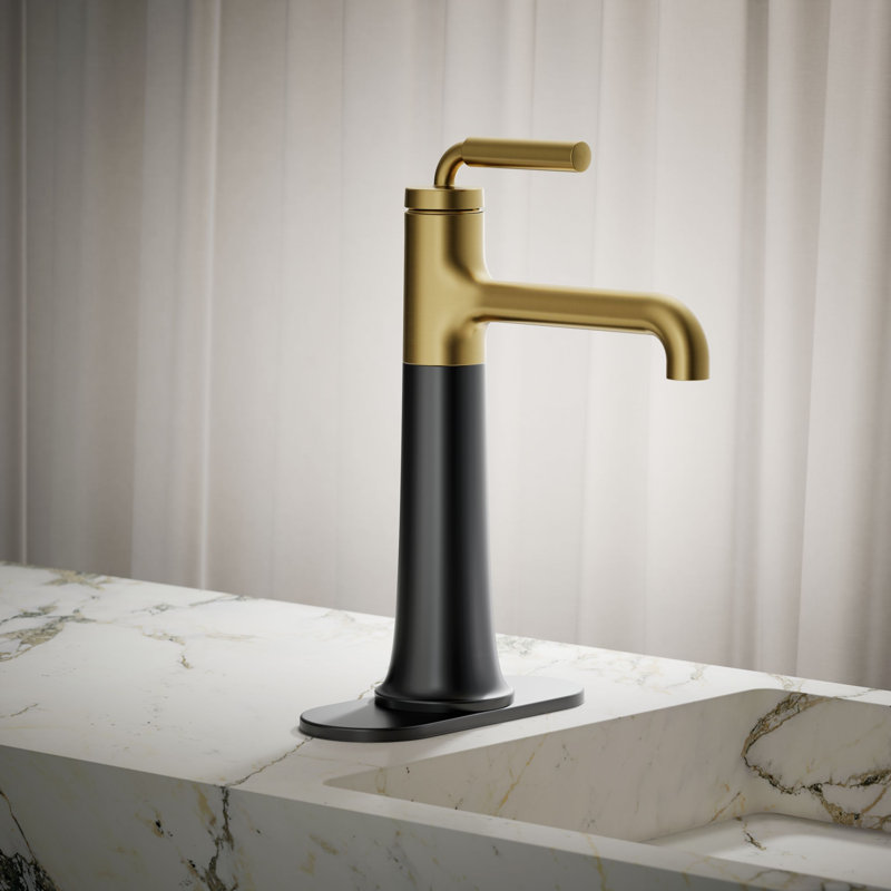 Robinet de lavabo de salle de bain monocommande Tone, 1.2, Matte Black/Modern Brass