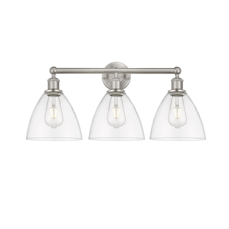 Éclairage pour meuble-lavabo de salle de bain 3 lumières 25,5 pouces Amane, Transparent, Nickel satiné brossé