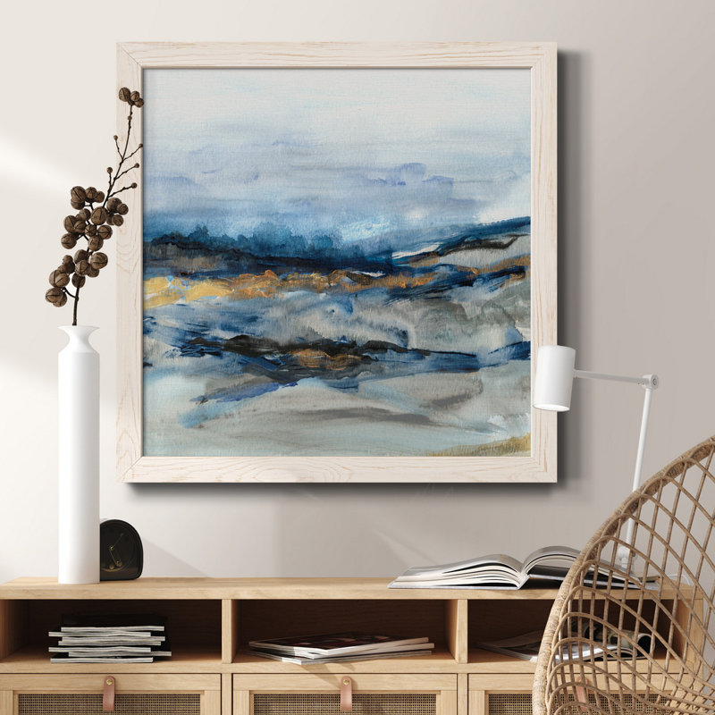 Long Lake I - peinture sur toile encadrée, Cadre blanc, H 27,5 po x l 27,5 po x P 1,5 po