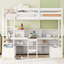 Lit mezzanine simple avec tablettes de rangement, tiroirs, siège et bureau-940642843