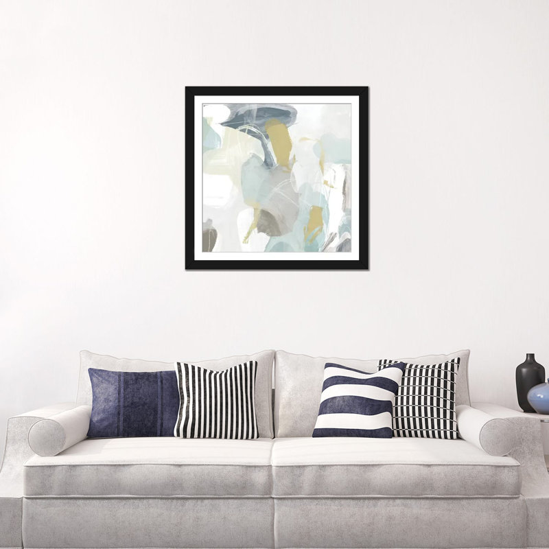« menthe illusion iii », reproduction sur toile, H 24 po x l 24 po x P 1 po, Papier d'art encadré noir, Blanc