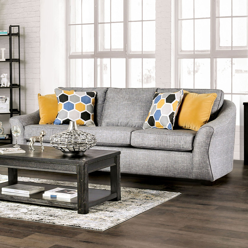98.4" W Transitional Sofa, Light Gray