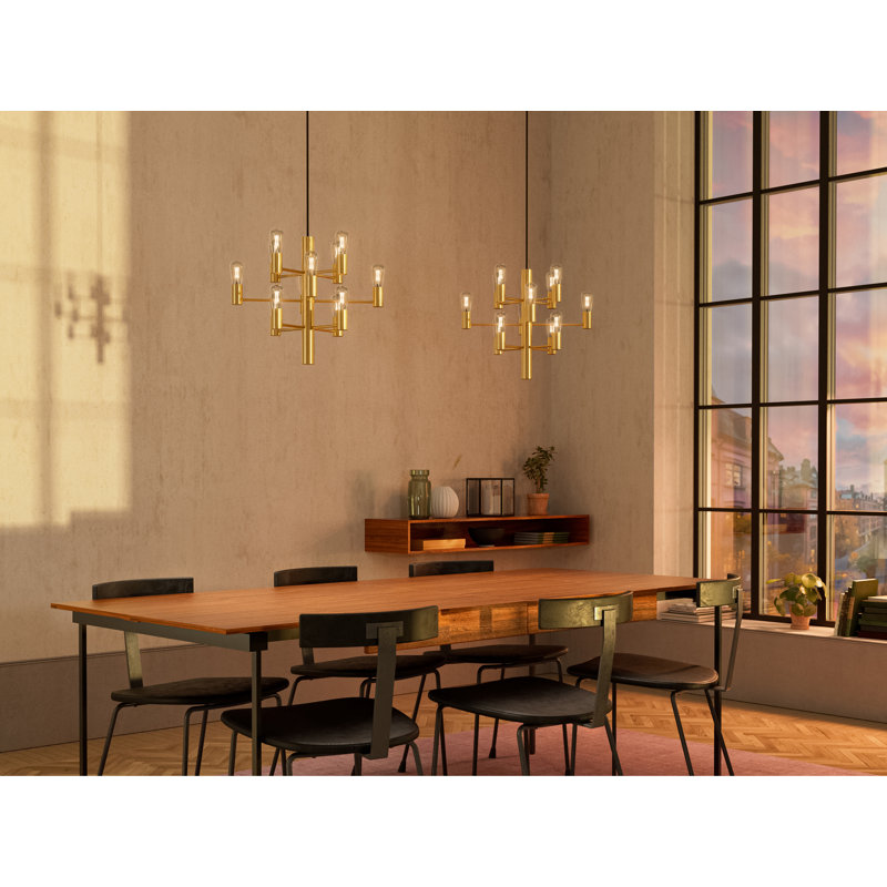 Manola Mini 12 - Light Chandelier, Antique Brass