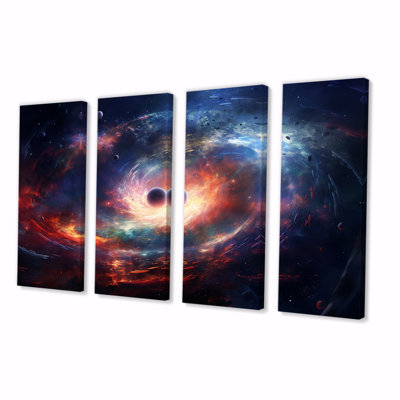 «Rose and Orange Nebula Vortex I - Planets», art mural sur toile 4 pièces