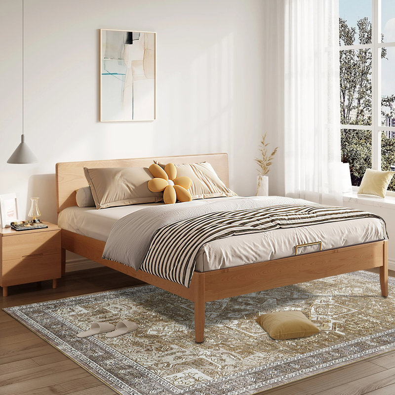 Tapis de salon en chenille léger antidérapant et lavable à la machine, Beige, Rectangle 6' x 9'