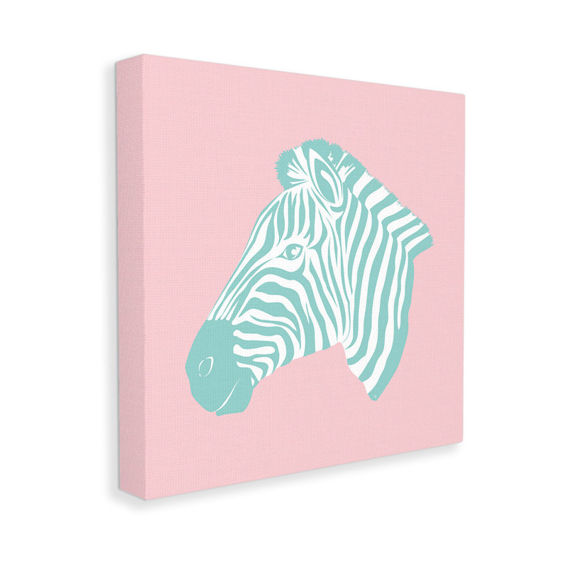 Art mural zébré rose par Martina Pavlova, H 17 po x l 17 po