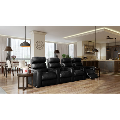 Power Leather Home Theater Configurable Seating by Orren Ellis