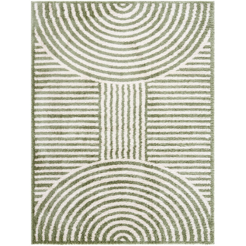 Green Modern Shaggy Washable Rug, Geometric Anti-Slip Rug For Living Room, Dining Room, Bedroom, Kitchen