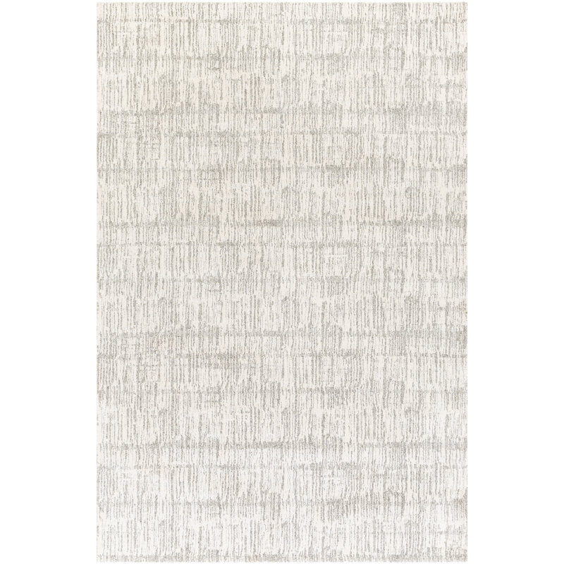 Tapis abstrait gris clair / ivoire Giorgio, Rectangle 9 pi x 12 pi