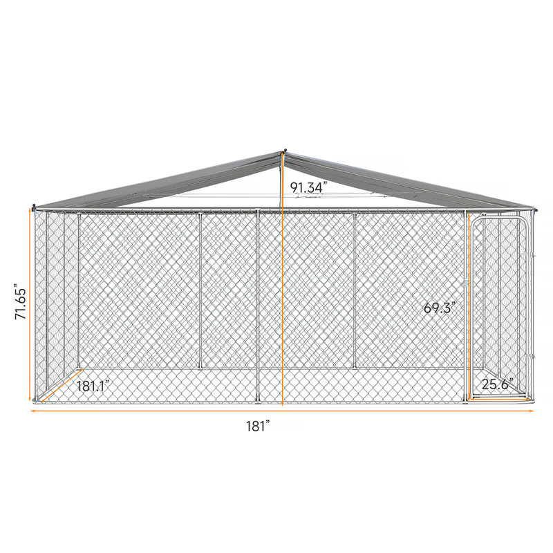 Dog Kennel Outdoor With Waterproof Canopy 181" * 181" *71.65"