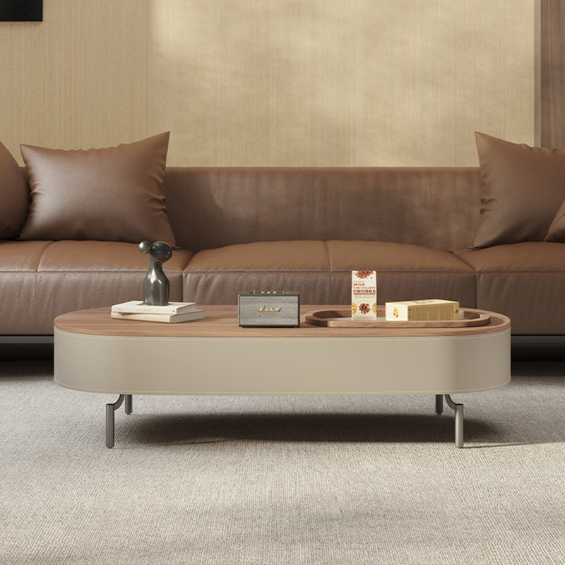 Light luxury high-end saddle leather coffee table