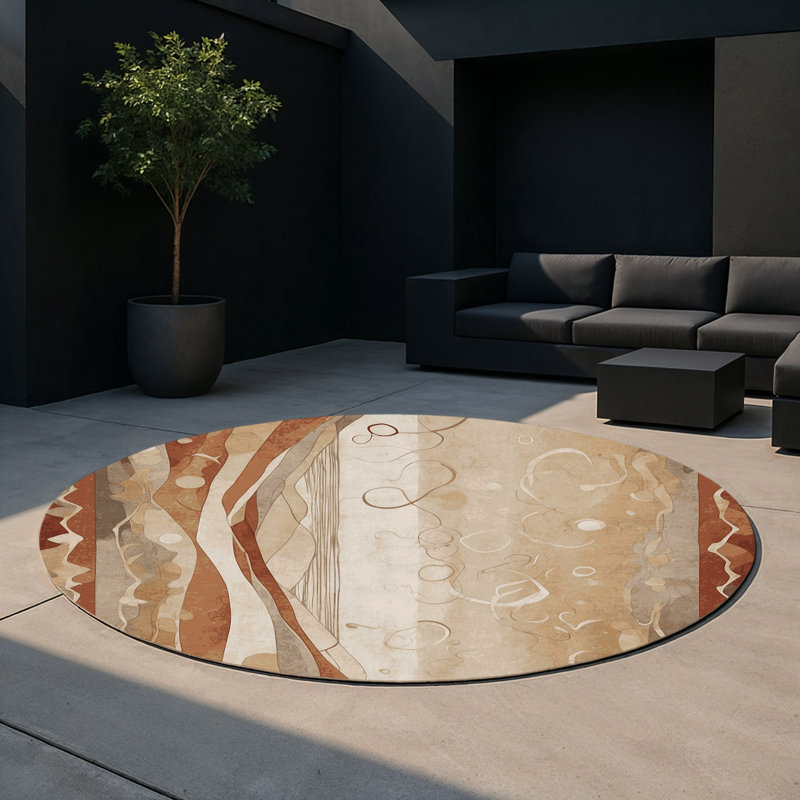 Tapis intérieur et extérieur Serene Ebb, Rond 5 pi