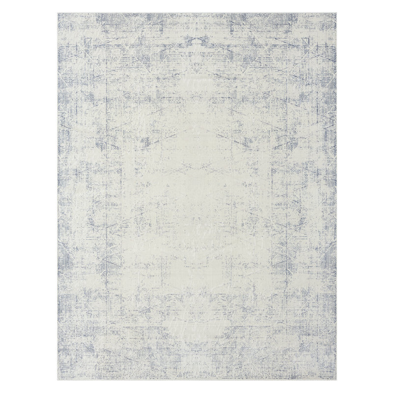 Machine Washable Geometric Abstract Performance Waterproof Rug, Rectangle 5'3" x 7'