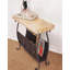 High End Wrought Iron Accent table with Cream Travertine top with Chisel Edge
