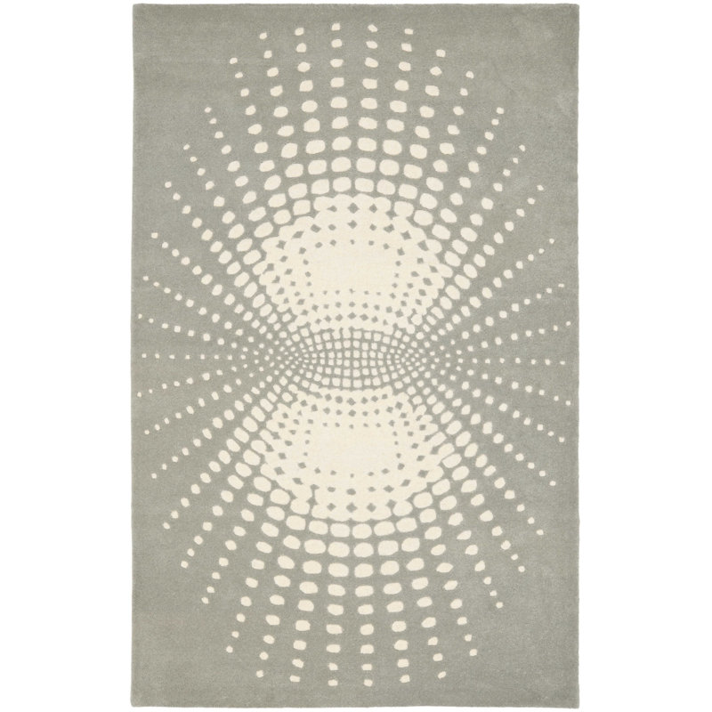 Amier Hand Tufted Wool And Viscose Polka Dots Rug, Rectangle 2' x 3'