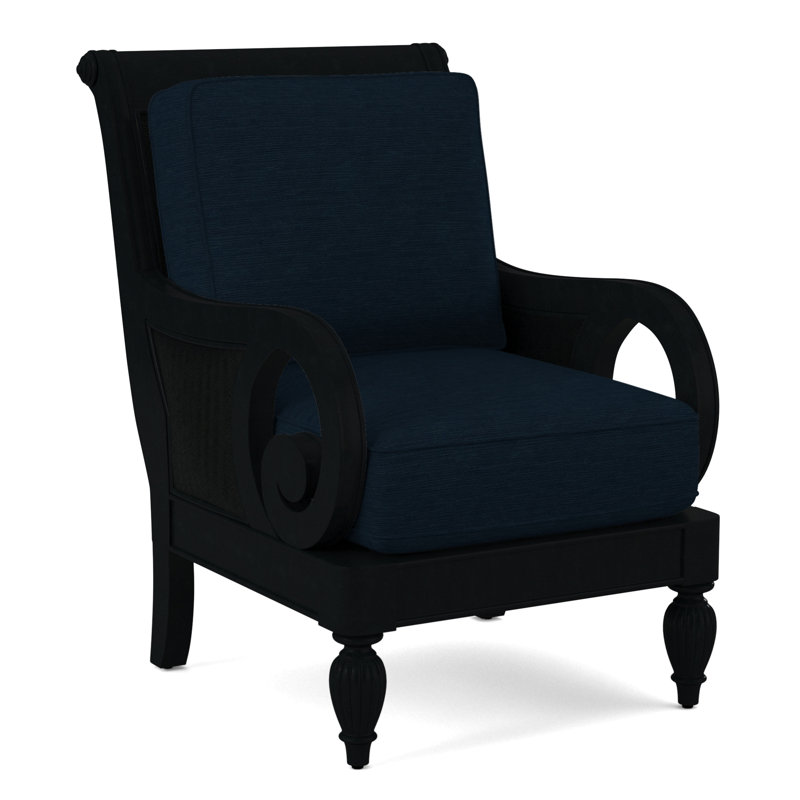Grand View 71.12Cm Wide Armchair, Black Finish, White Performance Fabric; 0851-94