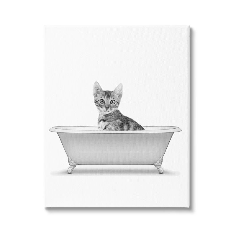 «Chaton dans la baignoire», impression sur toile, H 30 po x l 24 po x P 1,5 po
