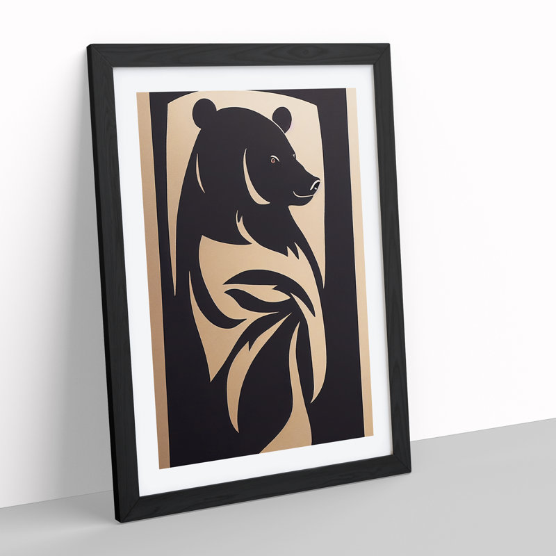 Bear Profile Abstract - Single Picture Frame Print, Black Framed, 46cm H x 34cm W x 2cm D
