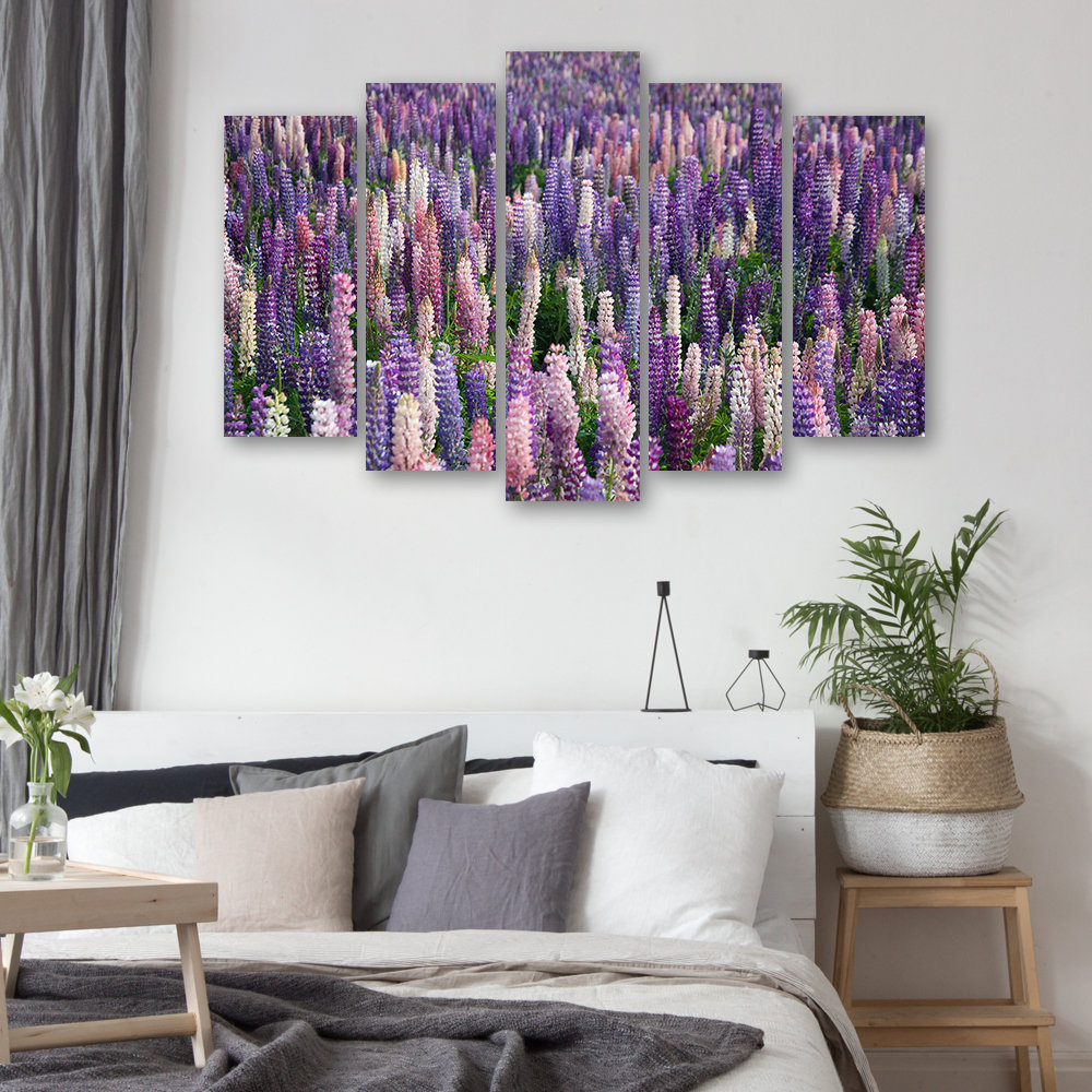 Leinwandbild Blumen Wiese Lila