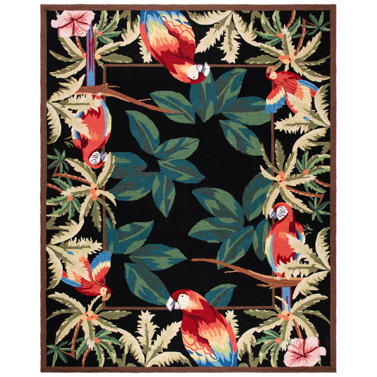 Hogle Hand Hooked Wool Floral Rug