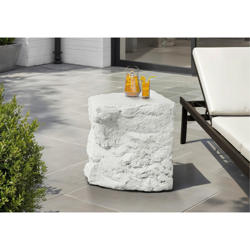 Table d'appoint, h 25 po, intérieur ou extérieur, table d'appoint, table de chevet, bout, chambre à coucher, salon, blanc, contemporain, moderne