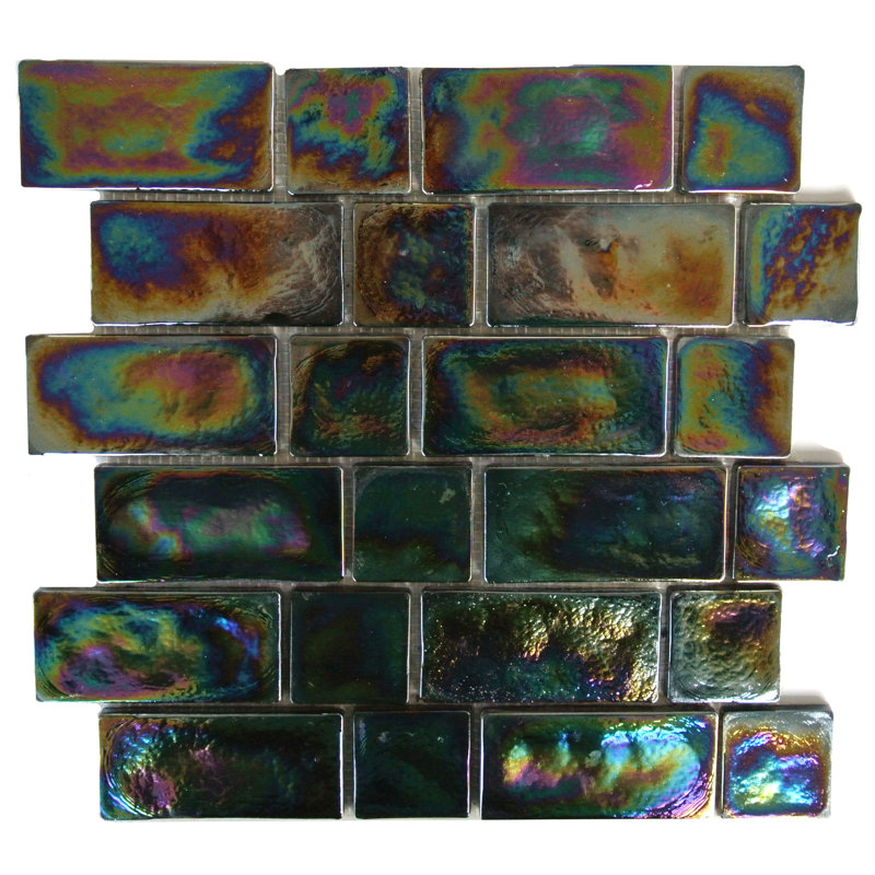 Atmosphere 12 in. x 12 in. Iridescent Recycled Glass Handmade Plastic Face Mounted Mosaic Decorative Wall & Pool Tile