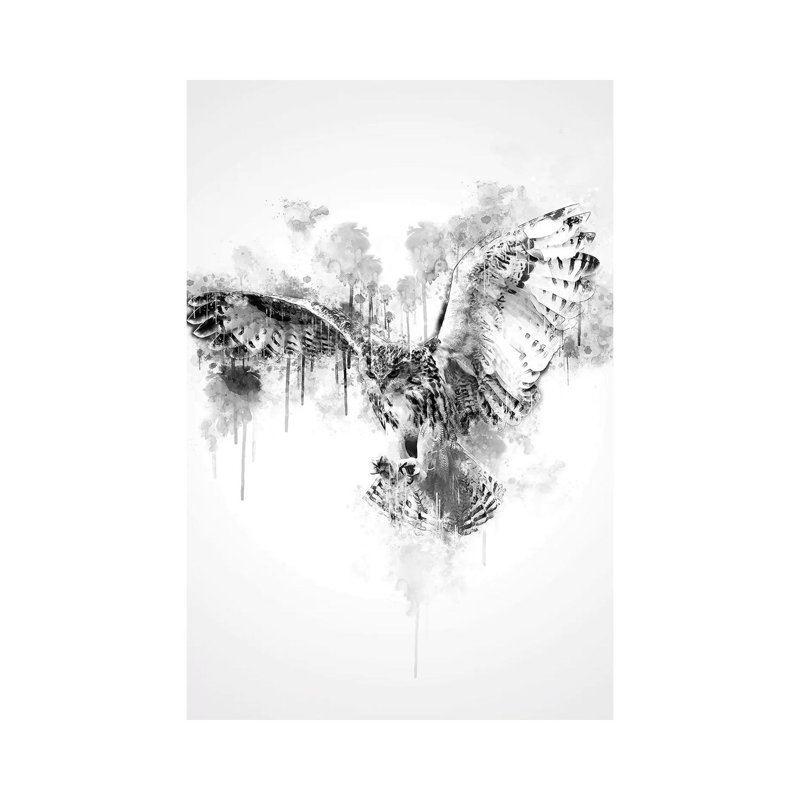 Owl In Black And White by Cornel Vlad - Wrapped Canvas Painting, 66.04cm H x 45.72cm W x 1.905cm D