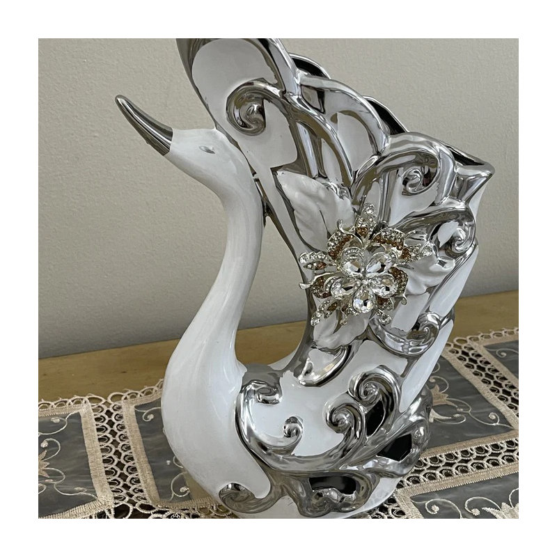 Swan Bling Vase, Silver