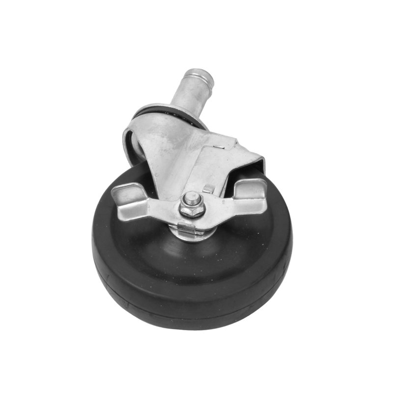  Snap-Under Rubber Wheel Caster with Brake, 7.75" H x 3.5" W x 5.5" D