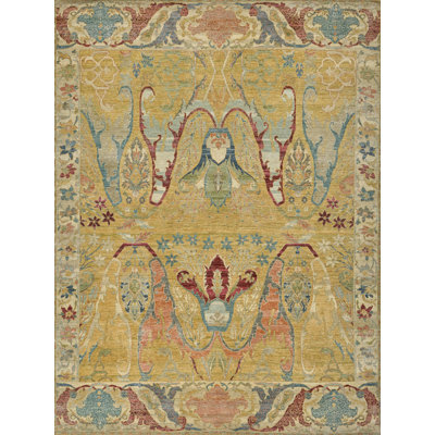 Antic Hand Knotted New Zealand Wool Gold Area Rug