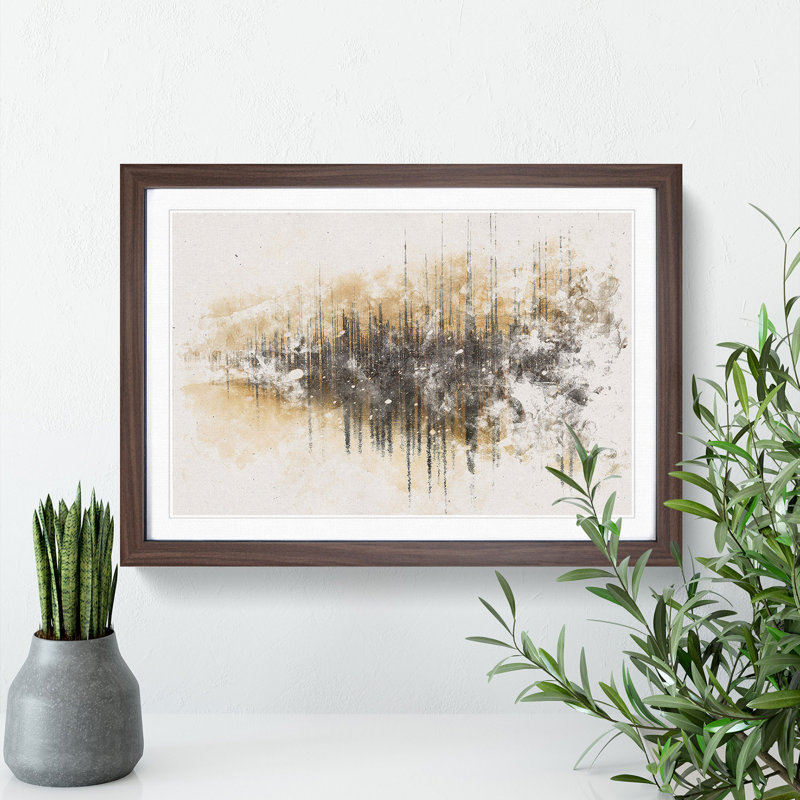 Winter in Cuejdel Lake in Romania - Picture Frame Graphic Art Print, 33cm H x 45cm W x 2cm D, Walnut