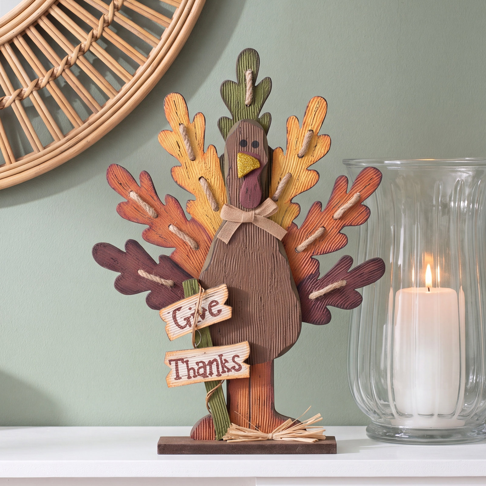 Glitzhome Thanksgiving Turkey Wooden Wall Decor