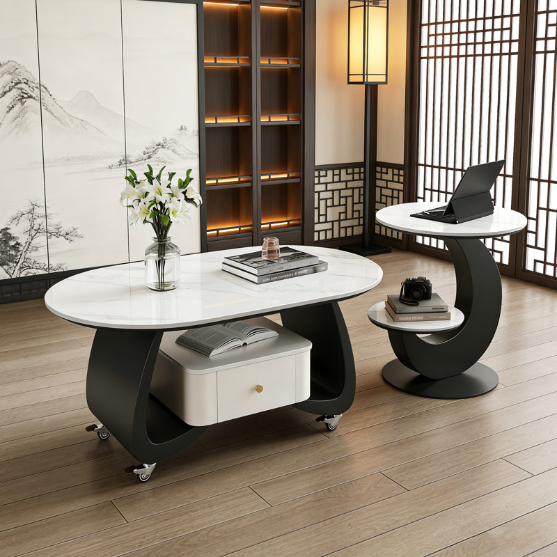 Fralick, H 17,71 po x L 51,18 po x l 27,55 po, Black/White