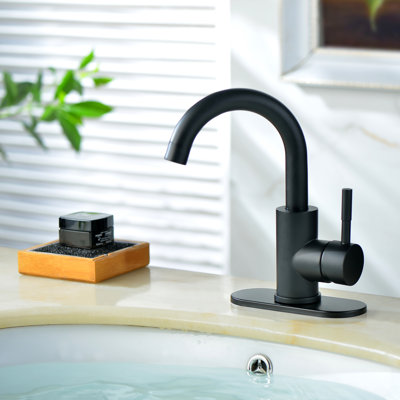 Single-Hole Single-Handle Bathroom Faucet Vessel Sink Faucet with Deck Plate