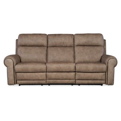 SS 90.5'' Genuine Leather Rolled Arms Reclining Sofa -  Hooker Furniture, SS635-PHZL3-082