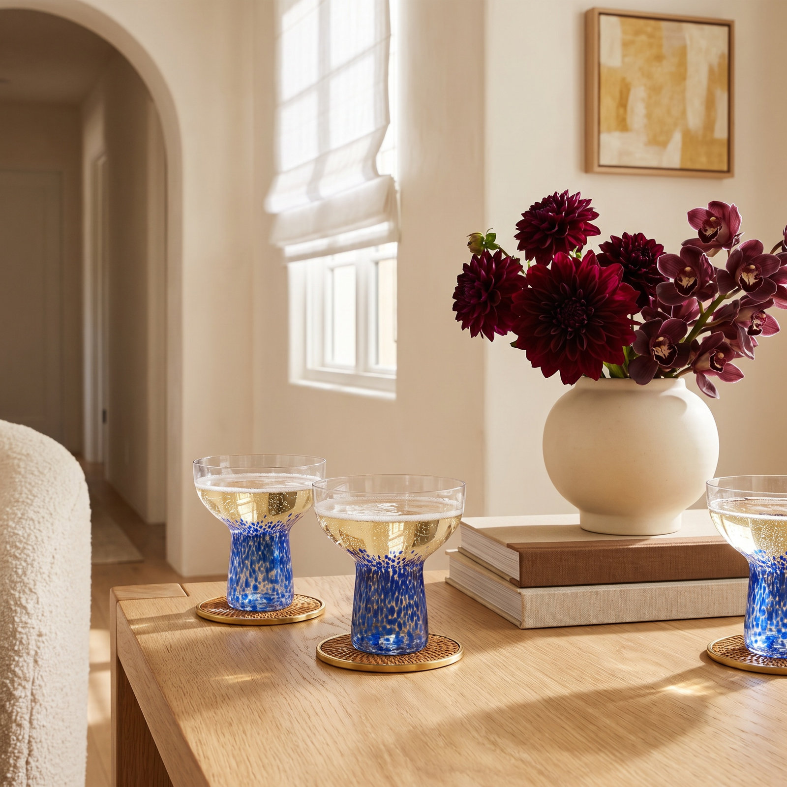 Levi 5.41 oz. Wine Glass Set, Blue