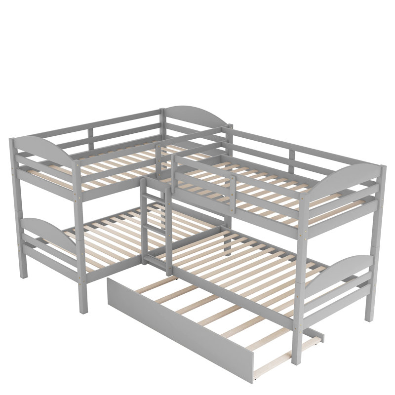 Jahniyah Twin L-Shaped Bunk Bed with Trundle, Gray